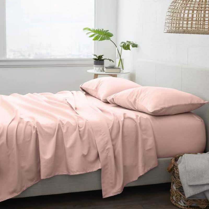 4-Piece Set: Made Supply Co. Solid Sheet Bedding Light Pink Twin XL - DailySale