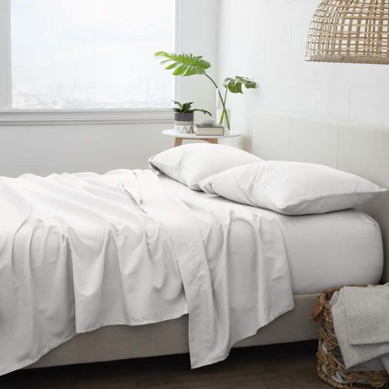 4-Piece Set: Made Supply Co. Solid Sheet Bedding Off White Twin XL - DailySale