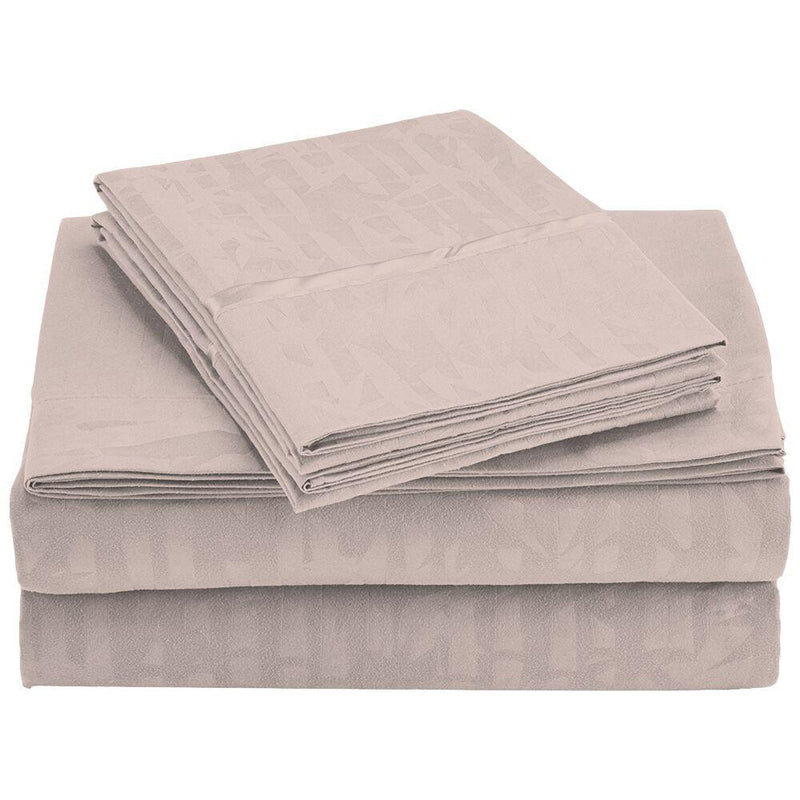 4-Piece Set: Super-Soft 1600 Series Bamboo Embossed Bed Sheet Linen & Bedding Full Taupe - DailySale