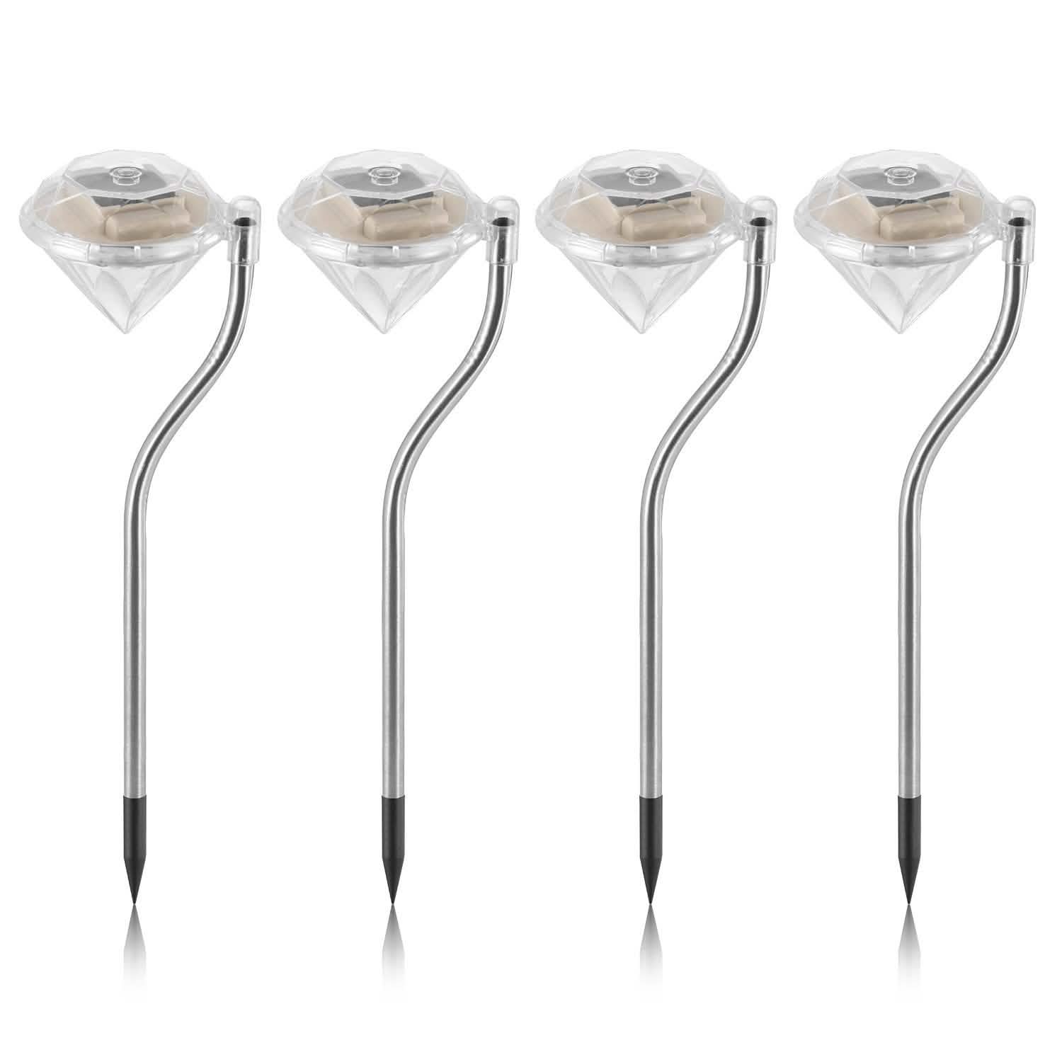 4-Piece: Solar Diamond LED Light Pathway Stake Decorative Lamp Garden & Patio - DailySale