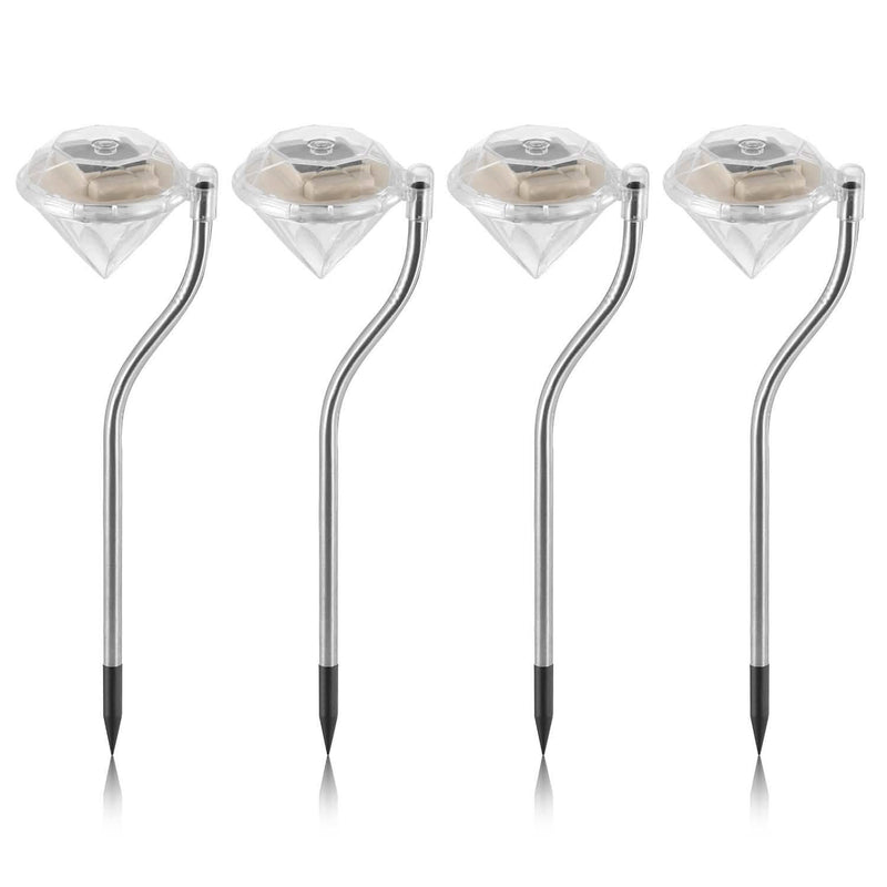 4-Piece: Solar Diamond LED Light Pathway Stake Decorative Lamp Garden & Patio - DailySale
