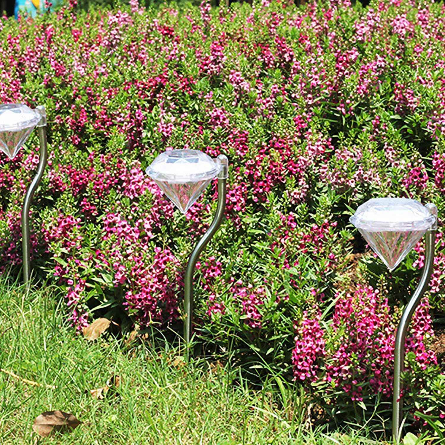 4-Piece: Solar Diamond LED Light Pathway Stake Decorative Lamp Garden & Patio - DailySale