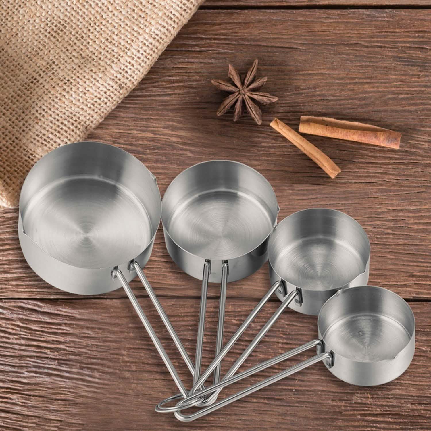 4-Piece: Stainless Steel Measuring Cups Stackable Kitchen Spoons Set Kitchen & Dining - DailySale