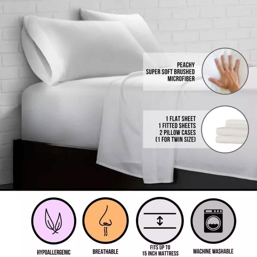 4-Piece: Super Soft Triple Brushed Microfiber Sheet Set Bedding - DailySale