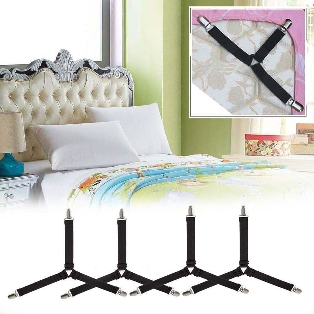 4-Piece: Triangle Bed Sheet Holder Fastener Grippers Clips Suspender Strap Linen & Bedding - DailySale