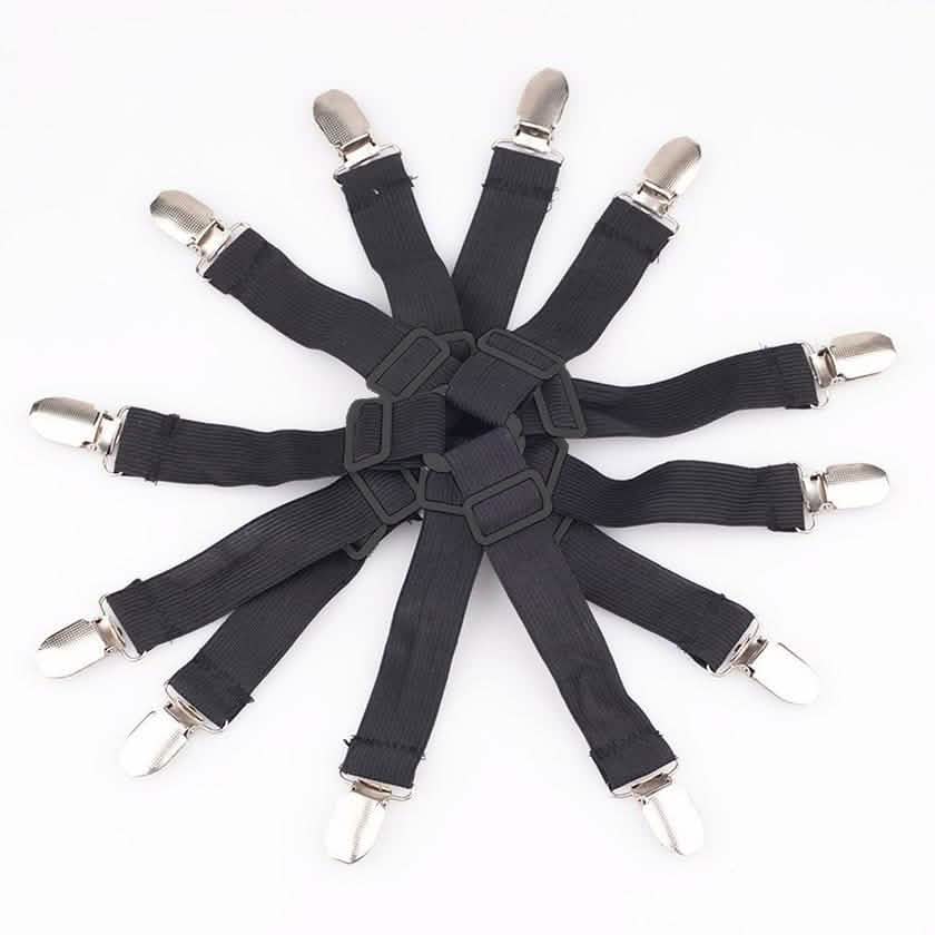 4-Piece: Triangle Bed Sheet Holder Fastener Grippers Clips Suspender Strap Linen & Bedding - DailySale