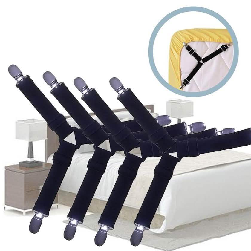 4-Piece: Triangle Bed Sheet Holder Fastener Grippers Clips Suspender Strap Linen & Bedding - DailySale