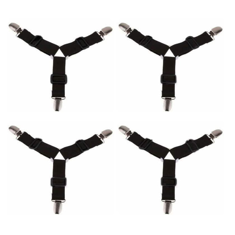 4-Piece: Triangle Bed Sheet Holder Fastener Grippers Clips Suspender Strap Linen & Bedding - DailySale