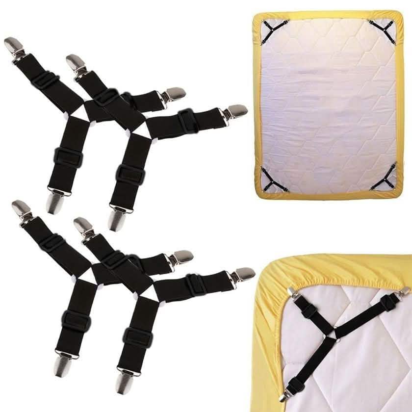 4-Piece: Triangle Bed Sheet Holder Fastener Grippers Clips Suspender Strap Linen & Bedding - DailySale