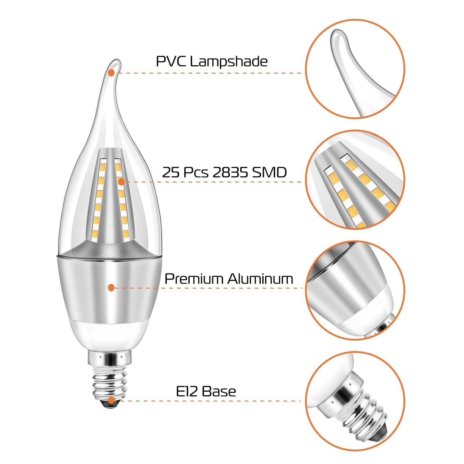 4-Pieces: 5W E12 Candelaria Bulbs Indoor Lighting - DailySale