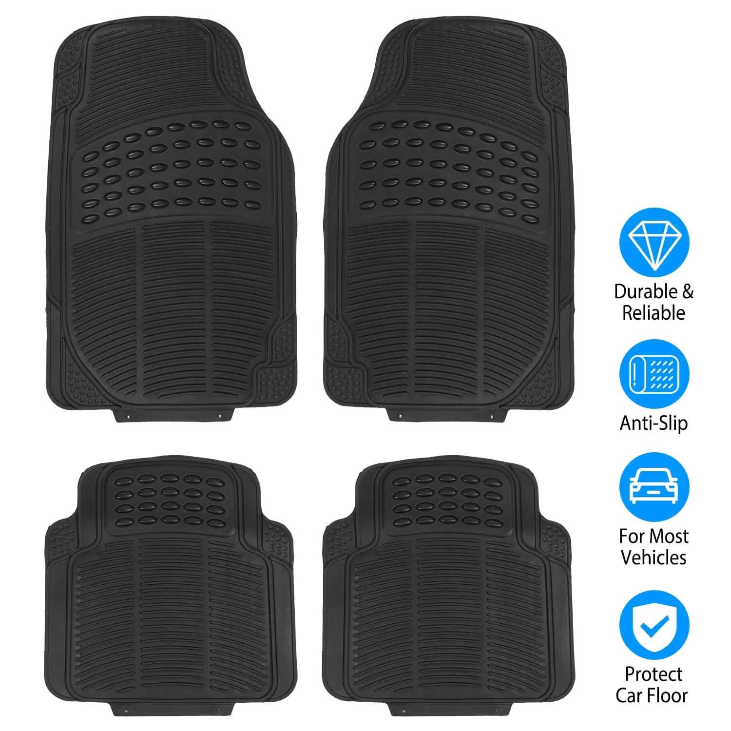 4-Pieces: Heavy Duty PVC Rubber Automotive Floor Mats with Trimmable Design Automotive - DailySale