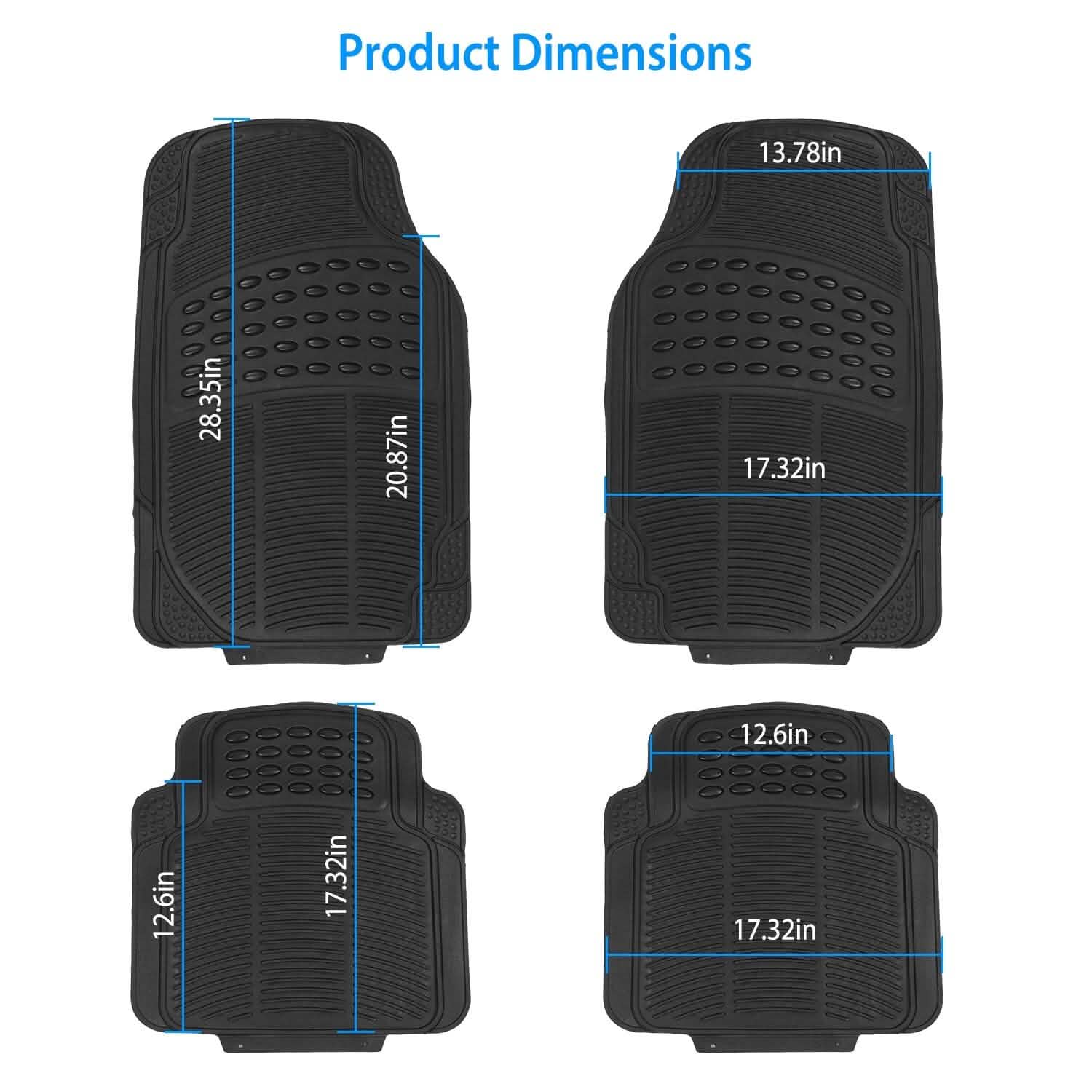 4-Pieces: Heavy Duty PVC Rubber Automotive Floor Mats with Trimmable Design Automotive - DailySale