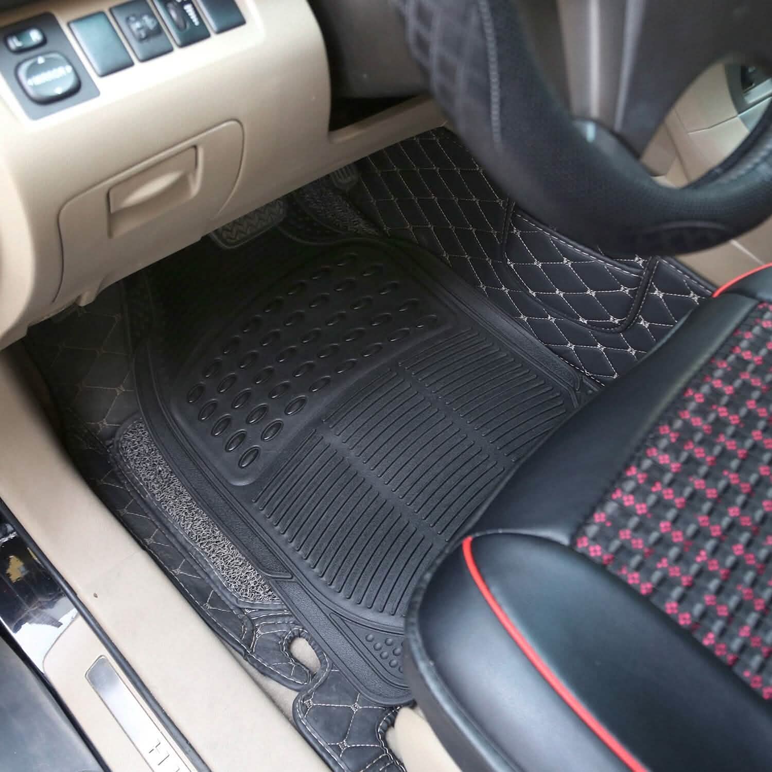 4-Pieces: Heavy Duty PVC Rubber Automotive Floor Mats with Trimmable Design Automotive - DailySale