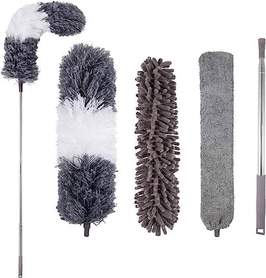 4-Pieces: Reusable Bendable Dusters with Extension Pole Everything Else - DailySale