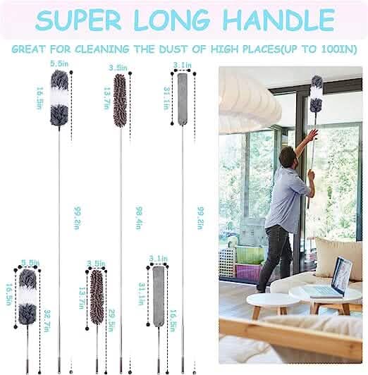 4-Pieces: Reusable Bendable Dusters with Extension Pole Everything Else - DailySale