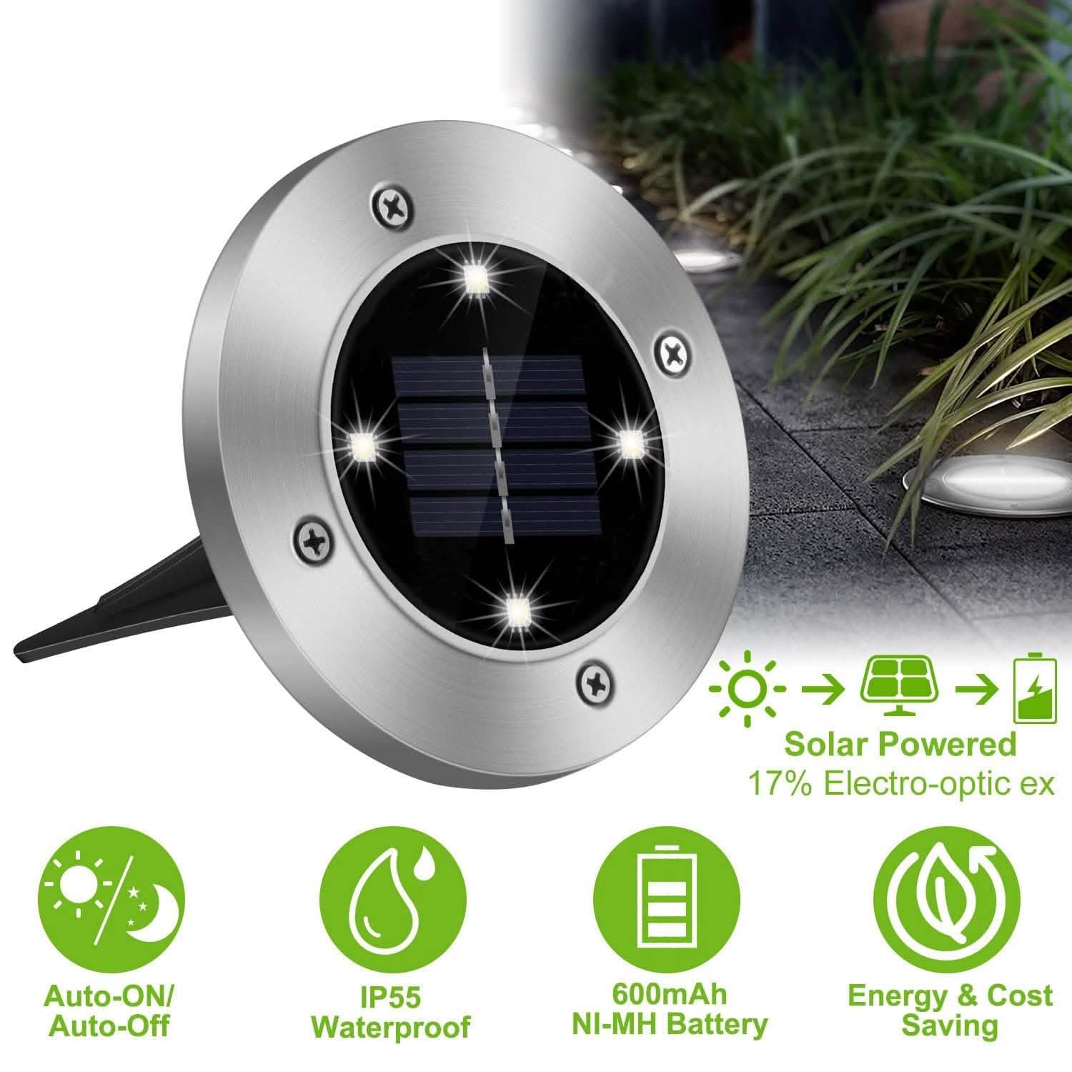 4-Pieces: Solar Waterproof Ground Light Lighting & Decor - DailySale
