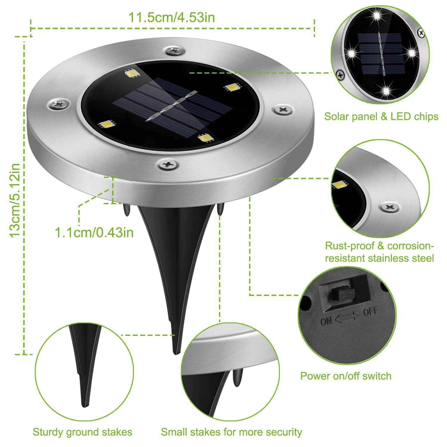 4-Pieces: Solar Waterproof Ground Light Lighting & Decor - DailySale