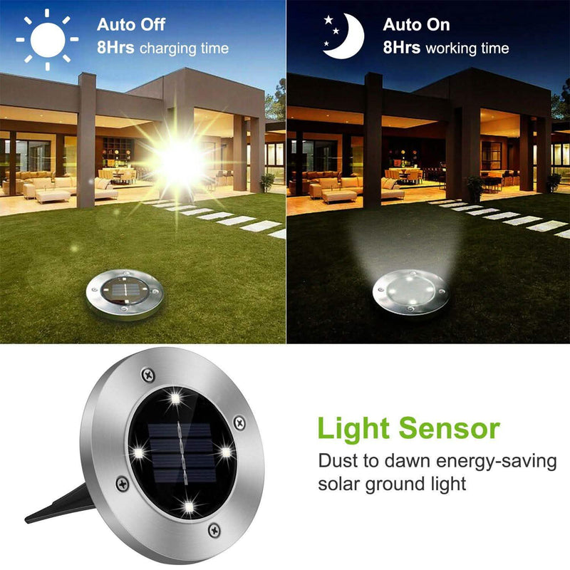 4-Pieces: Solar Waterproof Ground Light Lighting & Decor - DailySale
