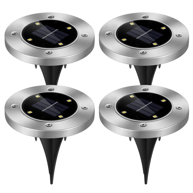 4-Pieces: Solar Waterproof Ground Light Lighting & Decor - DailySale
