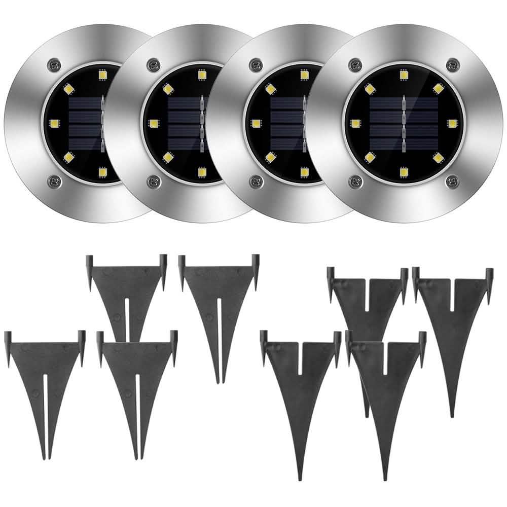 4-Pieces: Solar Waterproof Ground Light Lighting & Decor - DailySale