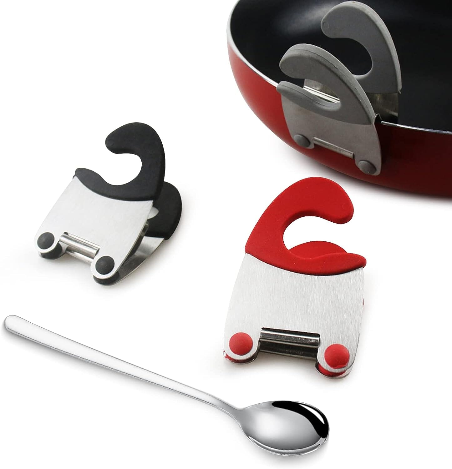 4-Pieces: Stainless Steel Pot Spoon Holder | Black