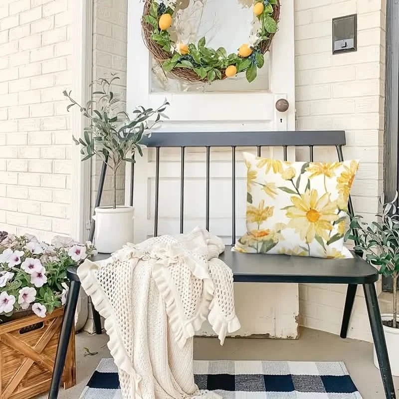 4-Pieces: Summer Flowers Printed Throw Pillow Cover Cushion Pillow Case Furniture & Decor - DailySale