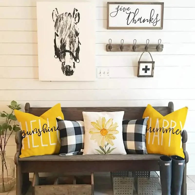 4-Pieces: Summer Flowers Printed Throw Pillow Cover Cushion Pillow Case Furniture & Decor - DailySale