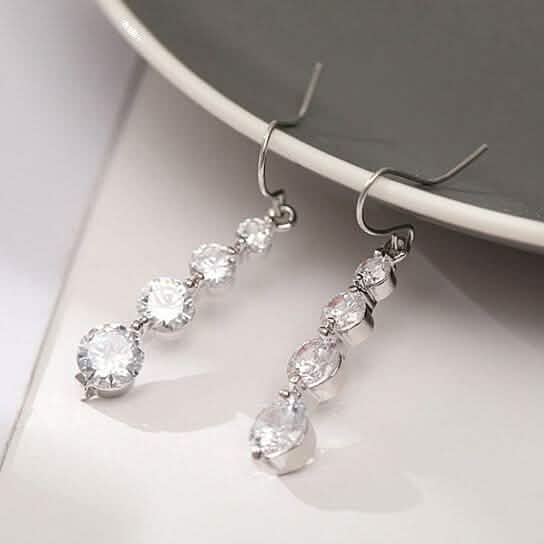 4 Row Graduated Crystal Drop Earrings Earrings - DailySale
