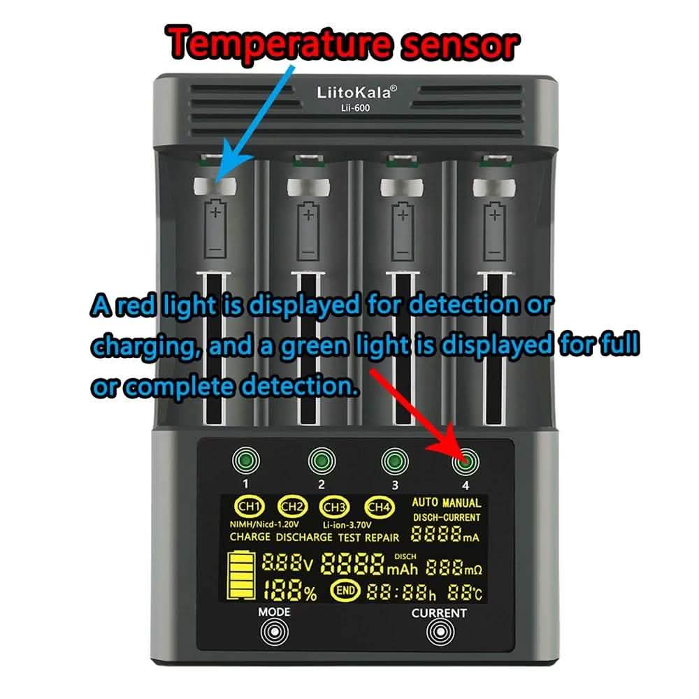 4 Slots Independent Charging Battery Charger Household Batteries & Electrical - DailySale