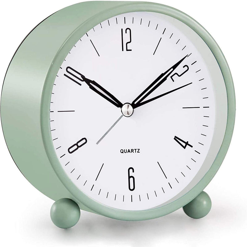 4" Super Silent Non Ticking Analog Alarm Clock with Night Light Household Appliances Green - DailySale