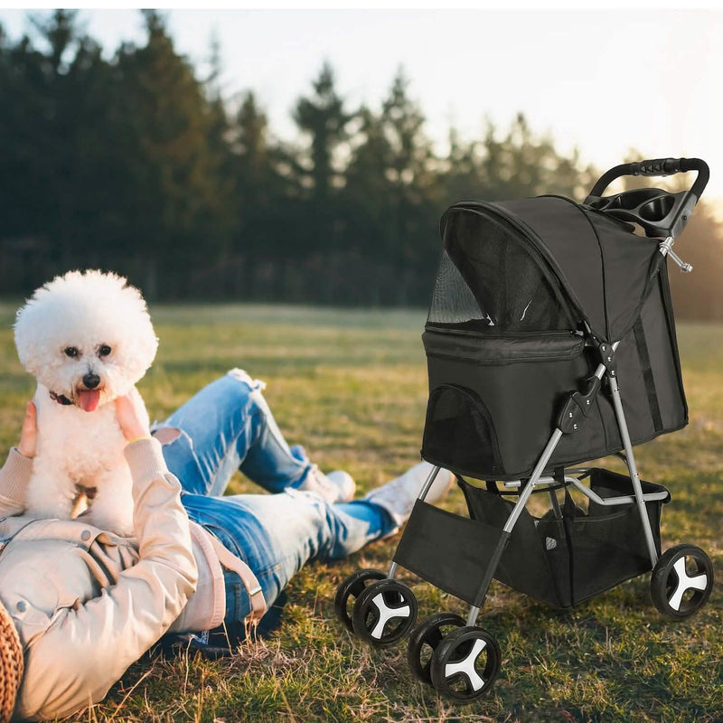 4 Wheels Pet Foldable Stroller Pet Supplies - DailySale