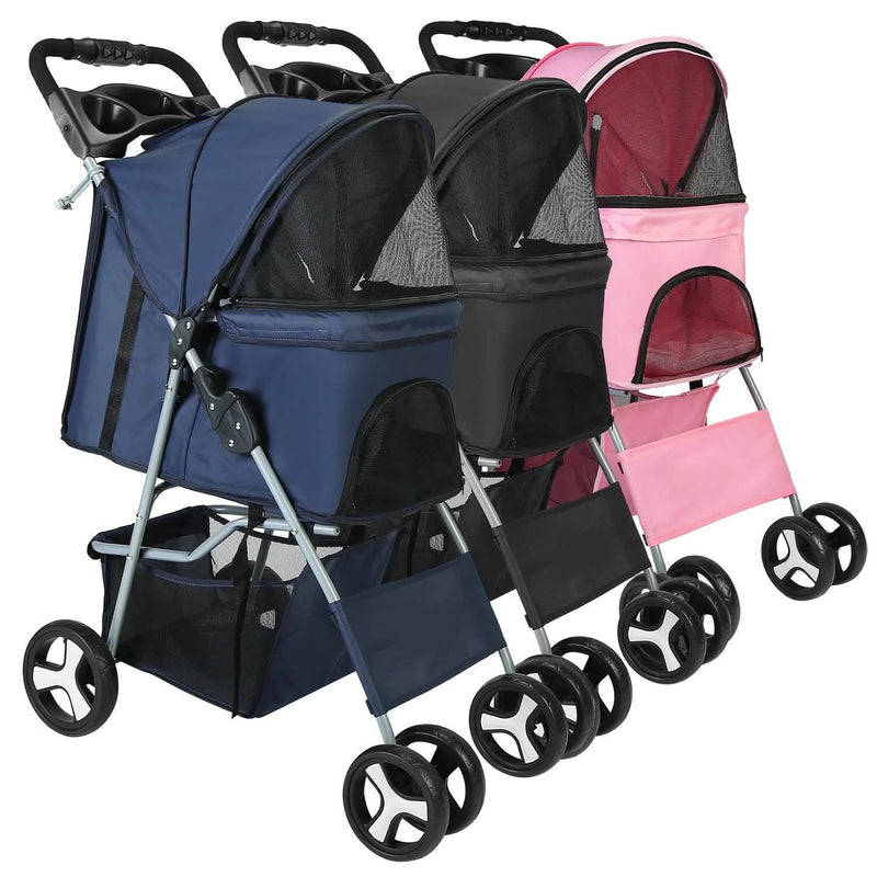 4 Wheels Pet Foldable Stroller Pet Supplies - DailySale