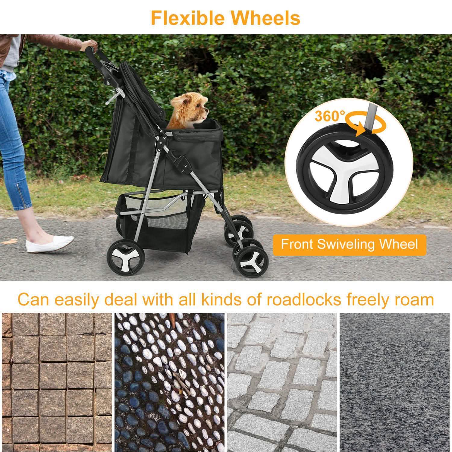 4 Wheels Pet Foldable Stroller Pet Supplies - DailySale