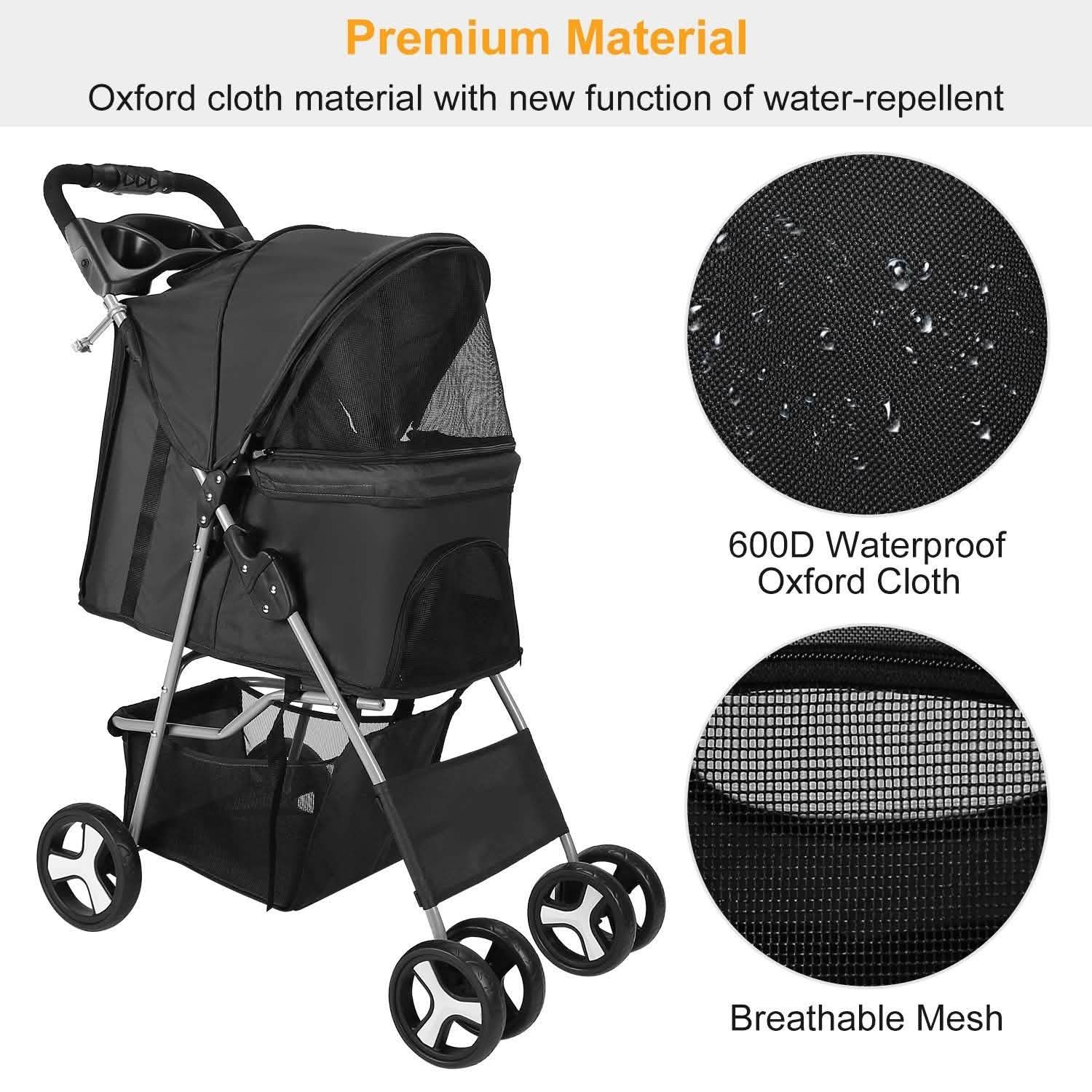4 Wheels Pet Foldable Stroller Pet Supplies - DailySale