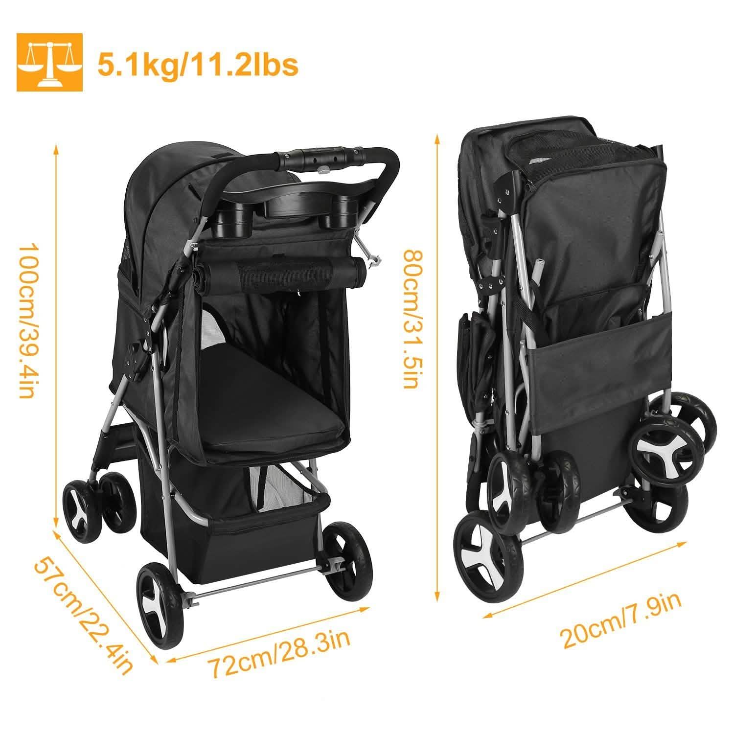 4 Wheels Pet Foldable Stroller Pet Supplies - DailySale