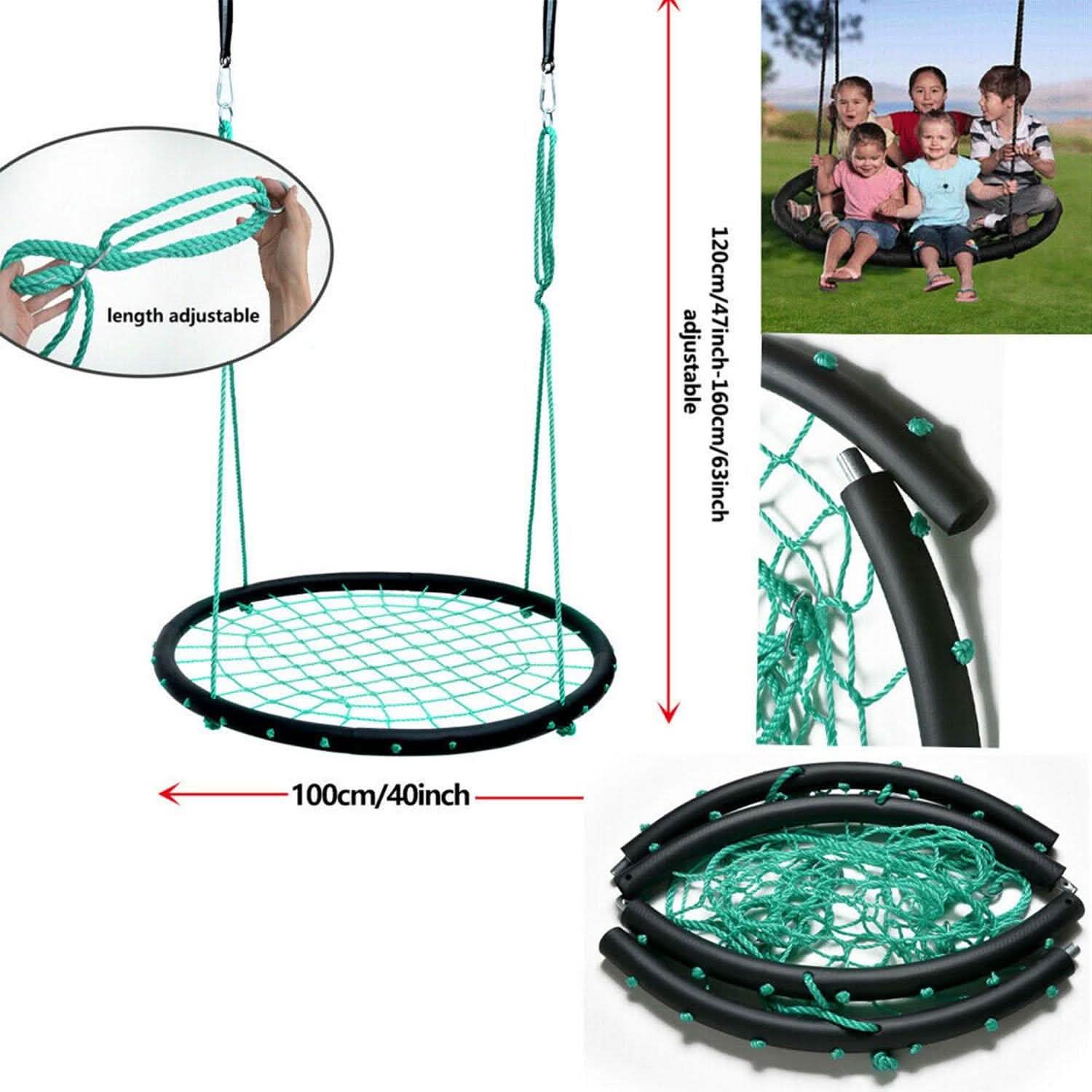 40" Disc Swings Seat Flying Saucer Tree Rope Web Net Sports & Outdoors - DailySale