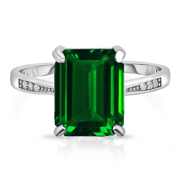 4.00 CTTW Genuine Emerald Sterling Silver Ring - Assorted Sizes Jewelry - DailySale