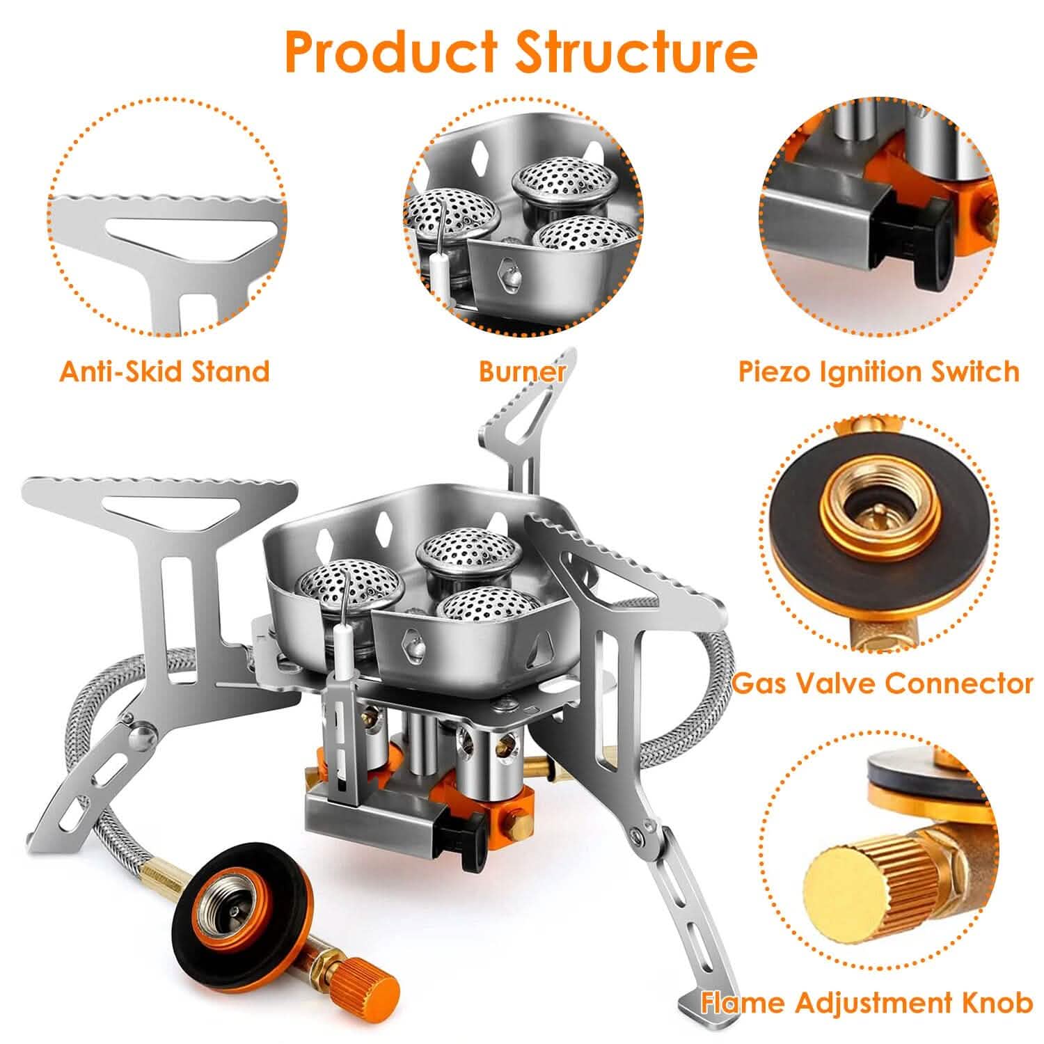 4000W Portable Camping Stove Foldable Powerful Gas Stove Backpacking Burner Sports & Outdoors - DailySale