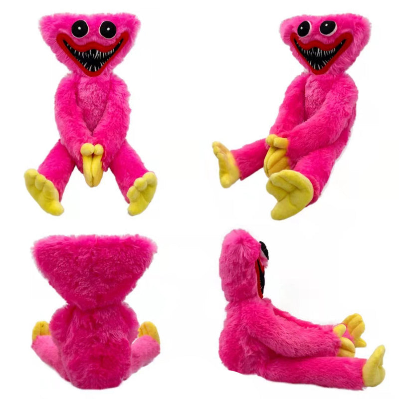 Front view, 3/4 front view, side view, a back view of a red Huggy Wuggy Horror Doll Plush Toy