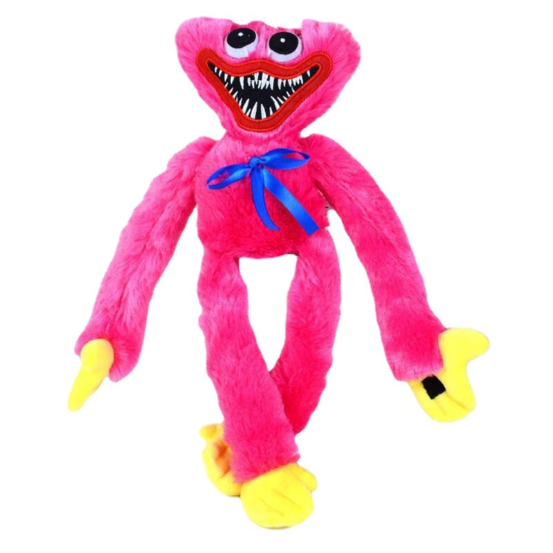 Red Huggy Wuggy Horror Doll Plush Toy standing on a white surface