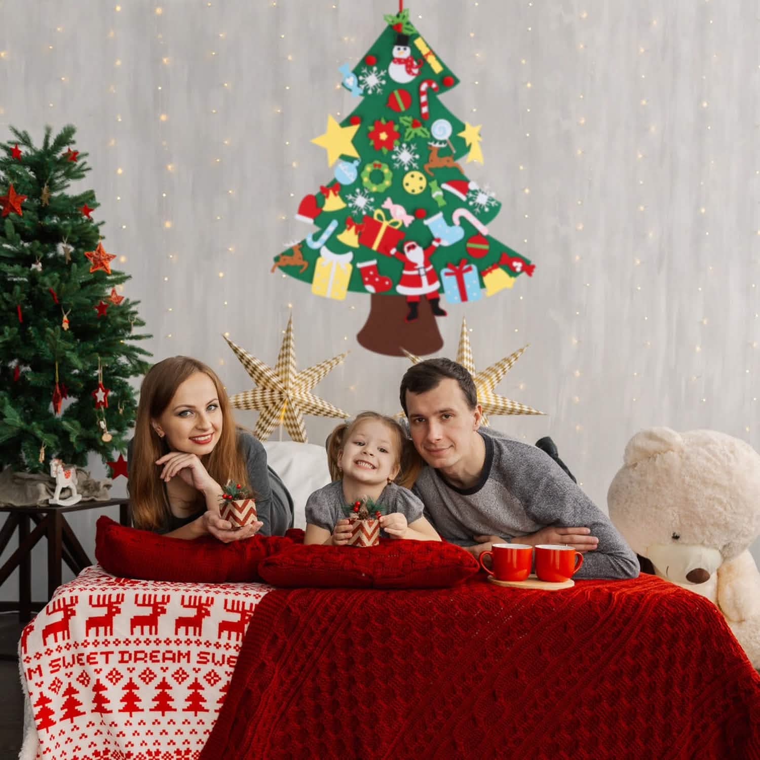 41-Piece: DIY Felt Christmas Tree Detachable Ornaments for Kids Holiday Decor & Apparel - DailySale