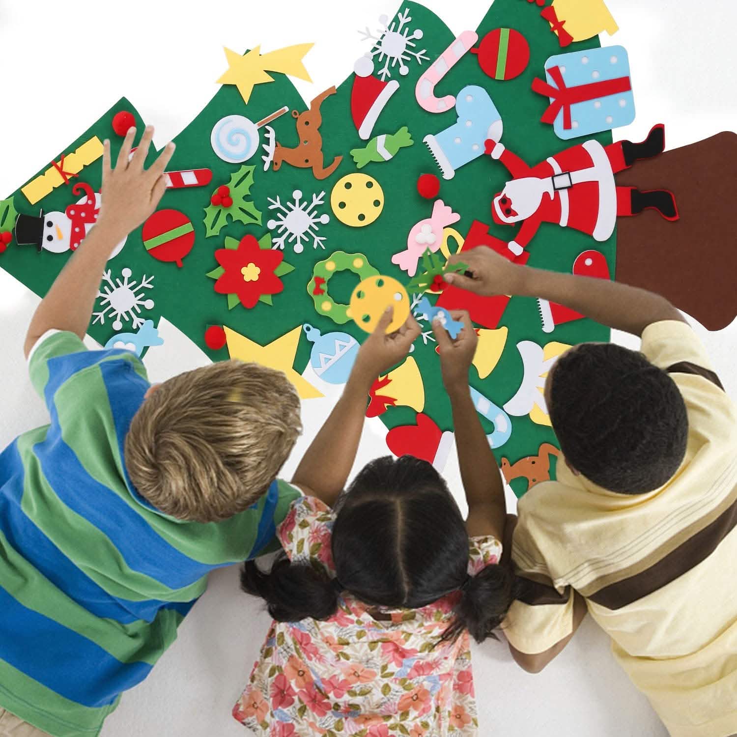 41-Piece: DIY Felt Christmas Tree Detachable Ornaments for Kids Holiday Decor & Apparel - DailySale