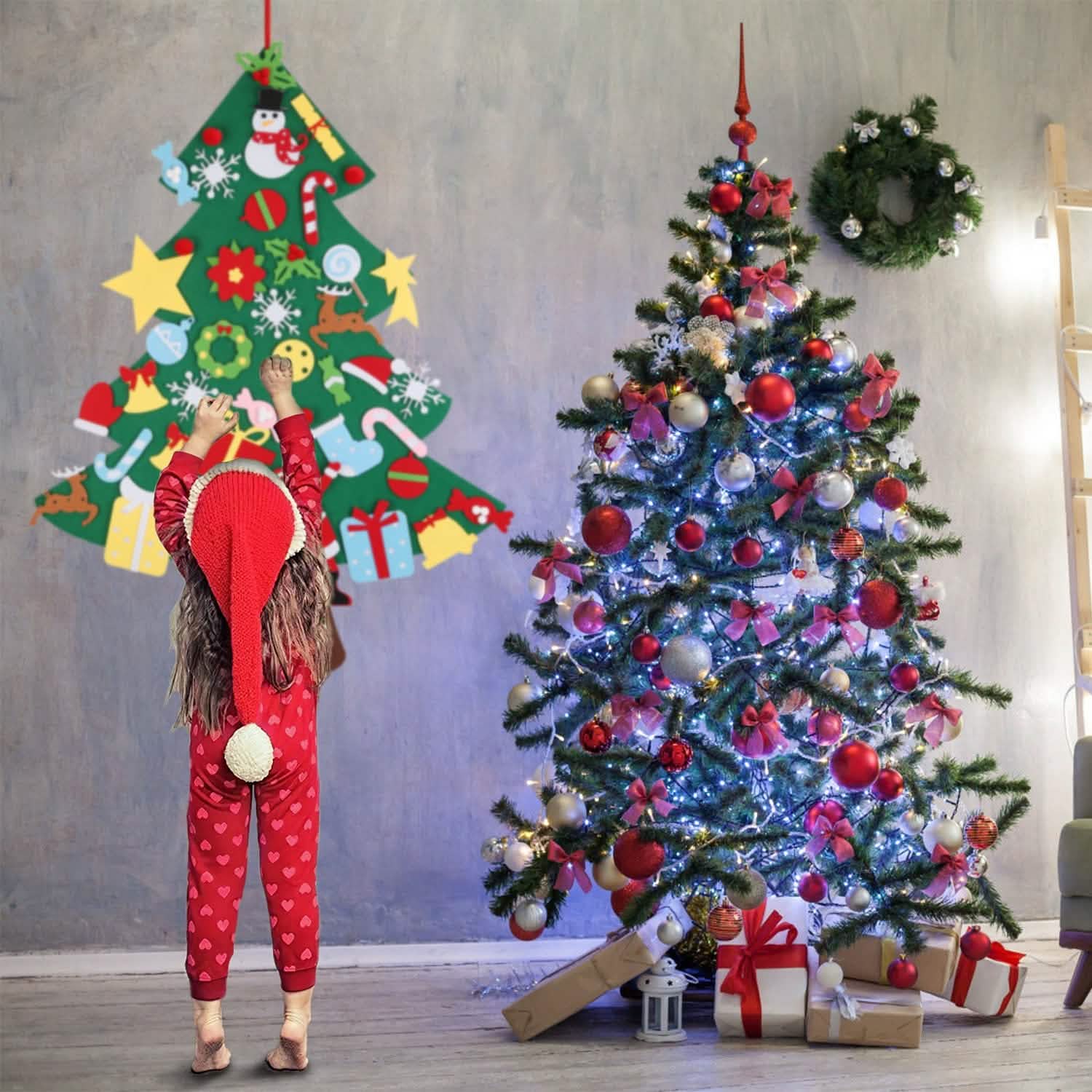 41-Piece: DIY Felt Christmas Tree Detachable Ornaments for Kids Holiday Decor & Apparel - DailySale