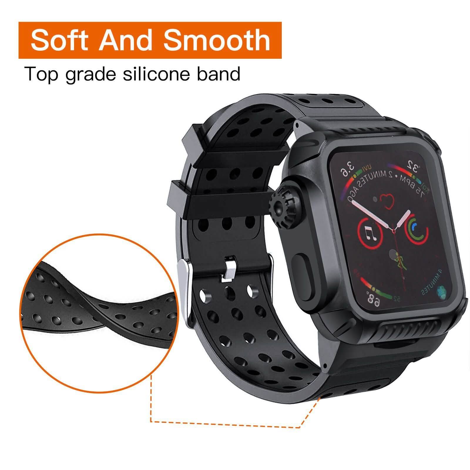 44 MM Full Cover Clear Case Screen Protector with Bands for Apple iWatch 4 and 5 Smart Watches - DailySale
