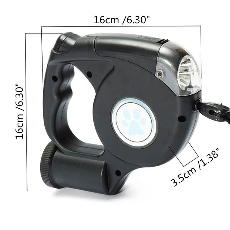 4.5M LED Flashlight Extendable Retractable Pet Dog Leash Lead with Garbage Bag Pet Supplies - DailySale