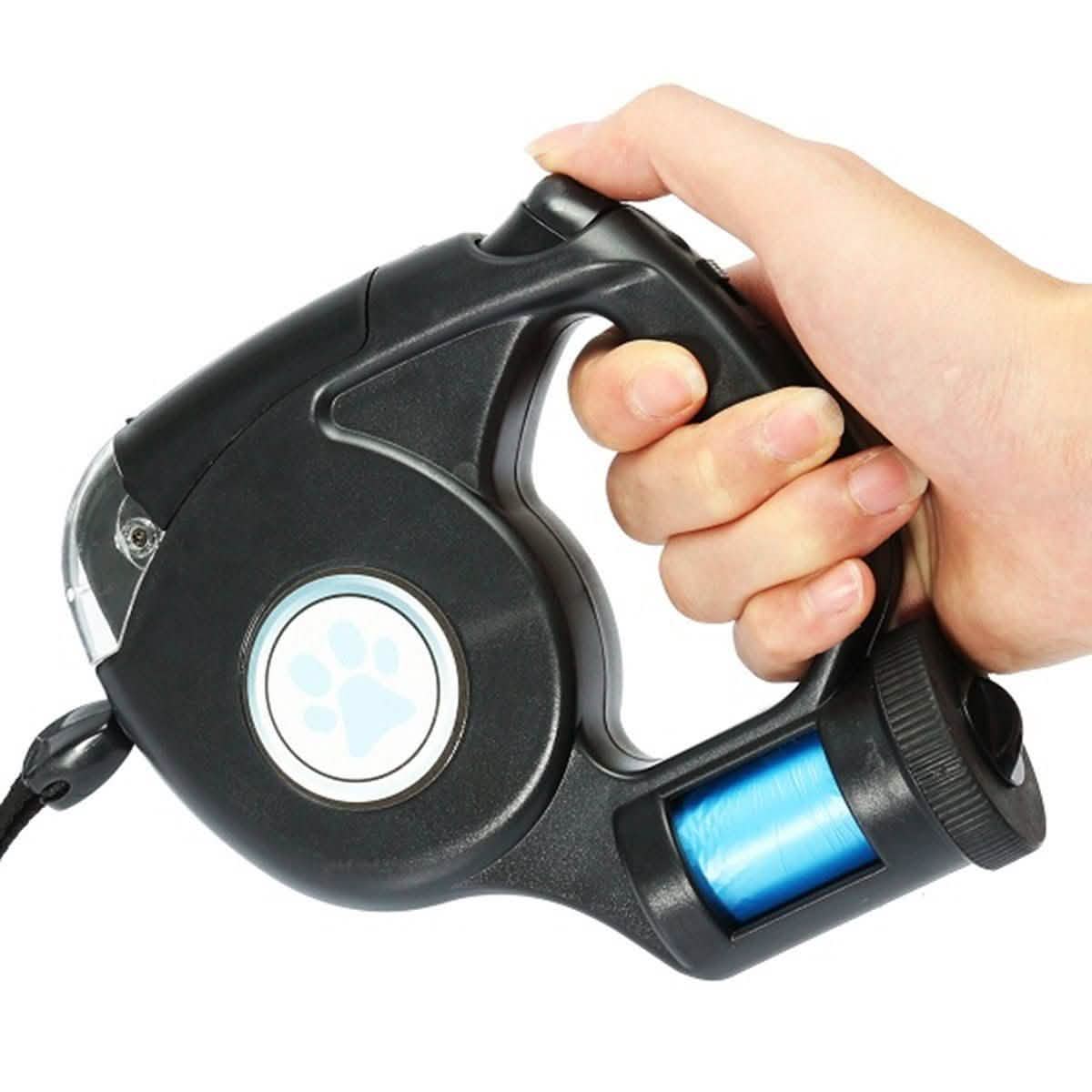 4.5M LED Flashlight Extendable Retractable Pet Dog Leash Lead with Garbage Bag Pet Supplies - DailySale
