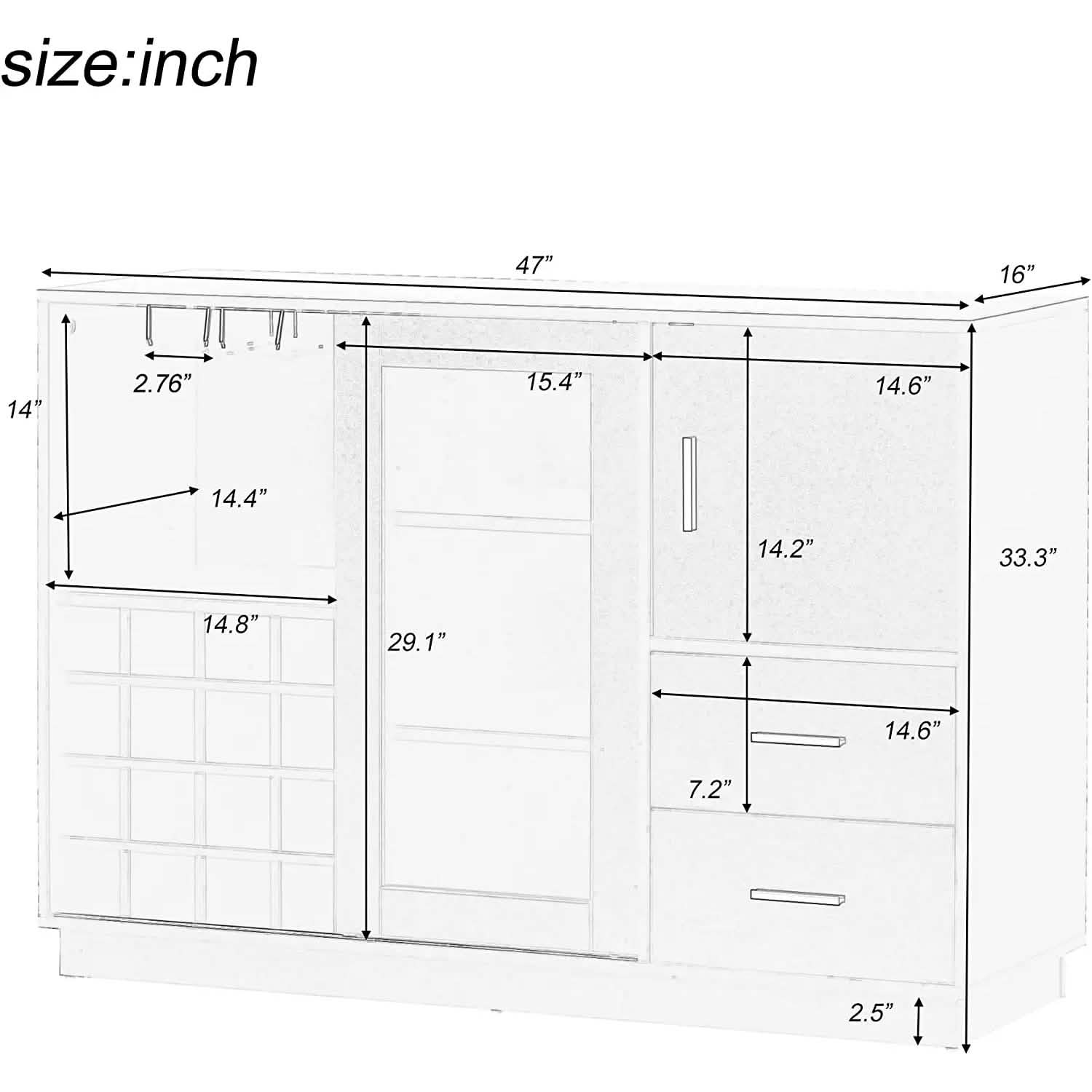 47" Console Dining Table Buffet Sideboard Furniture & Decor - DailySale