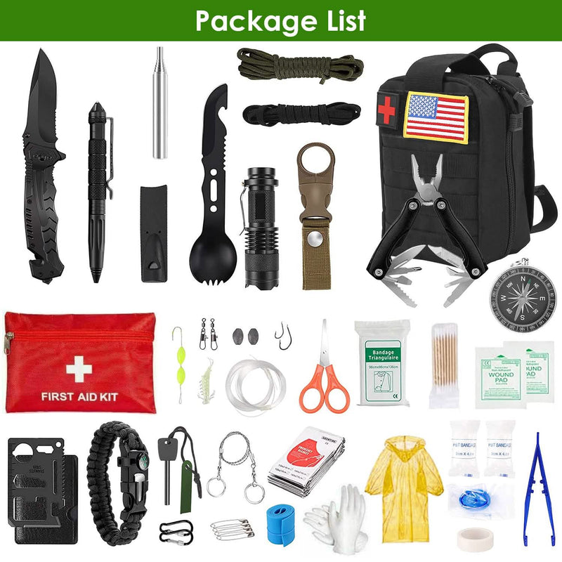 47-Pieces: Emergency Survival Kit EDC Gear Equipment Tool with Pouch Sports & Outdoors - DailySale