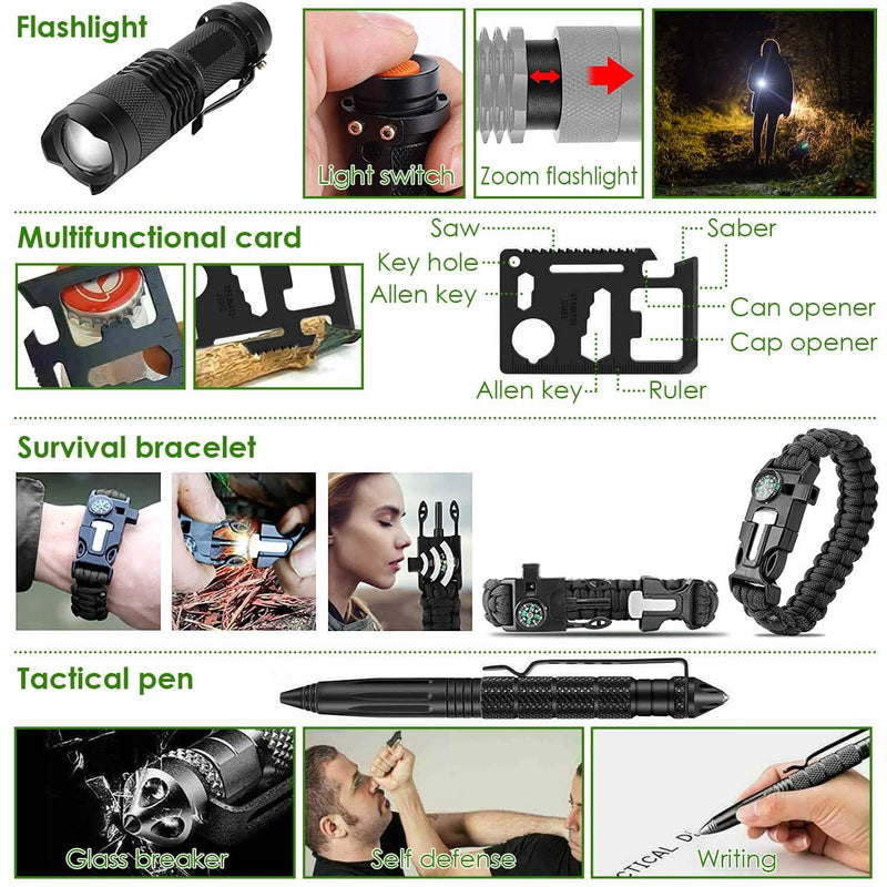 47-Pieces: Emergency Survival Kit EDC Gear Equipment Tool with Pouch Sports & Outdoors - DailySale