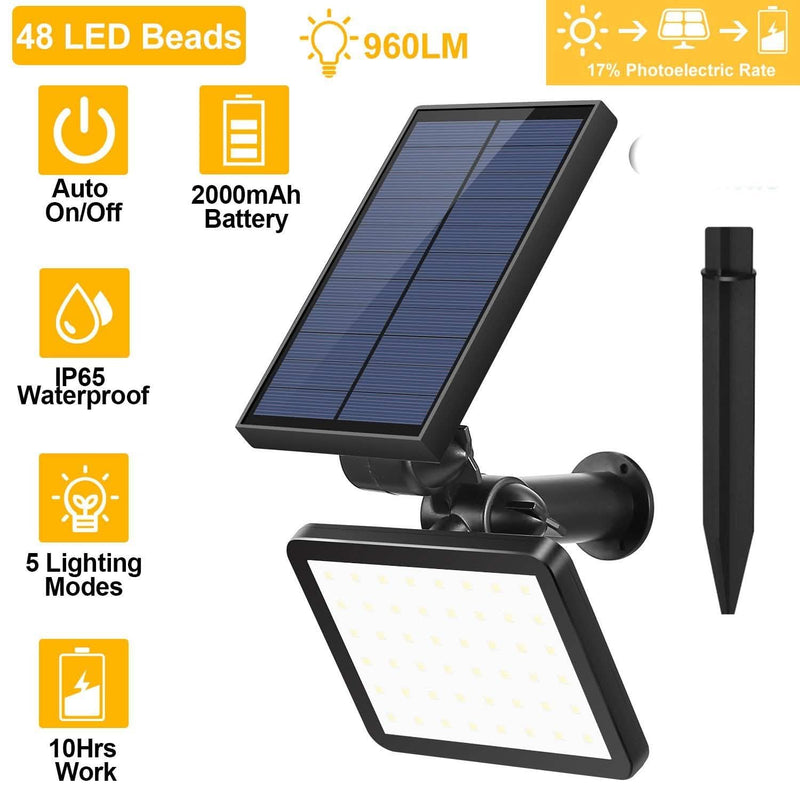 48 LED Solar Spotlight Outdoor Lighting & Decor - DailySale